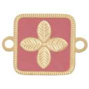 Entrepieza cuadrado 16x11mm flor - resina epoxi Acero inoxidable 316L Dorado - Rosa viejo|raw }}