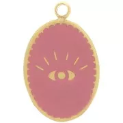 Charm Oval 17x11 mm - Motivo ojo - Acero inoxidable 316L Dorado - Rosa viejo x1