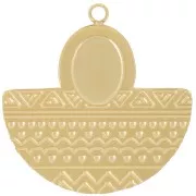 Colgante Azteca 22x22 mm para cabujón 8x6 mm - Acero inoxidable 316L Dorado x1