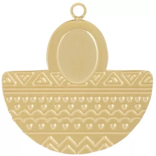 Colgante Azteca 22x22 mm para cabujón 8x6 mm - Acero inoxidable 316L Dorado x1