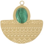 Colgante Azteca 22x22 mm para cabujón 8x6 mm - Acero inoxidable 316L Dorado x1