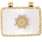 Colgante rectangular martillado de 17 x 19,5 mm con nácar - Acero inoxidable 304 Dorado x1