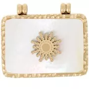 Colgante rectangular martillado de 17 x 19,5 mm con nácar - Acero inoxidable 304 Dorado x1