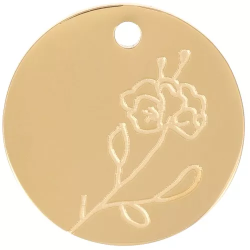 Colgante Flor de Nacimiento 15 mm - Febrero - Iris - Acero inoxidable 316L Dorado x1