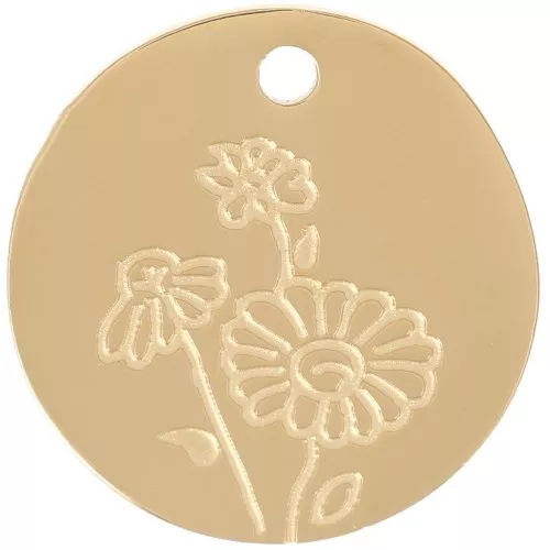 Colgante flor de nacimiento 15 mm - Abril - Margarita - Acero inoxidable 316L Dorado
