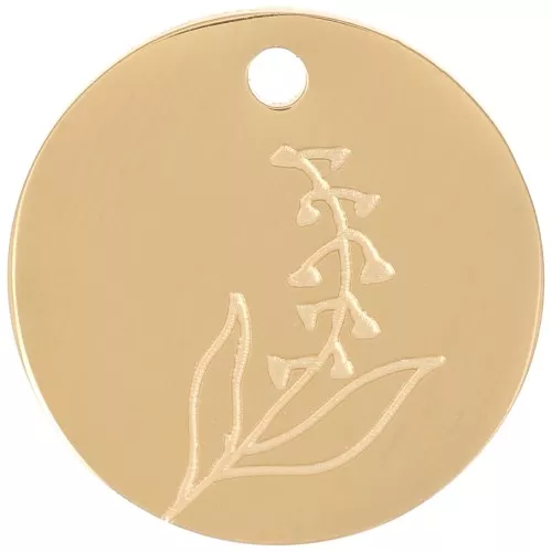 Colgante Flor de Nacimiento 15 mm - Mayo - Lirio del Valle - Acero inoxidable 316L Dorado x1