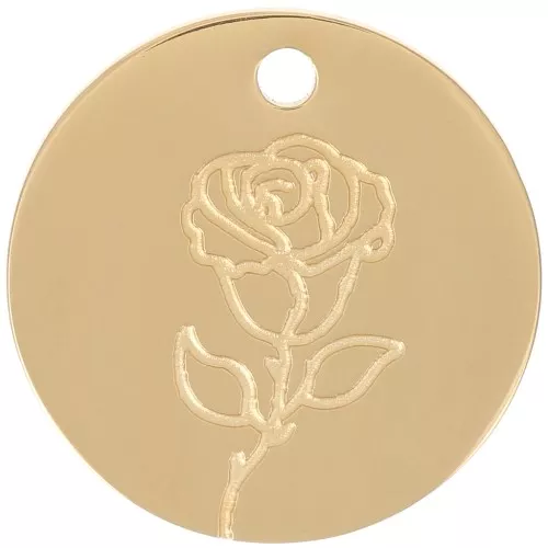 Colgante Flor de Nacimiento 15 mm - Junio - Rosa - Acero inoxidable 316L Dorado x1