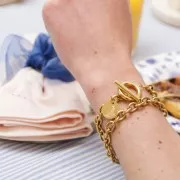 Colgante Flor de Nacimiento 15 mm - Junio - Rosa - Acero inoxidable 316L Dorado x1