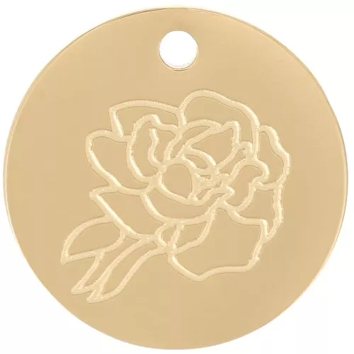 Colgante Flor de Nacimiento 15 mm - Septiembre - Peonía - Acero inoxidable 316L Dorado