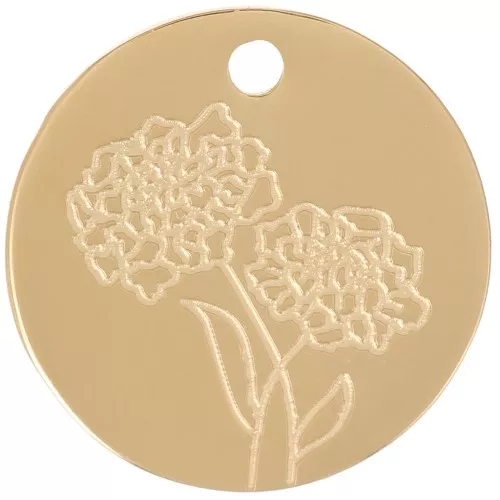 Colgante Flor de Nacimiento 15 mm - Octubre - Preocupación - Acero inoxidable 316L Dorado