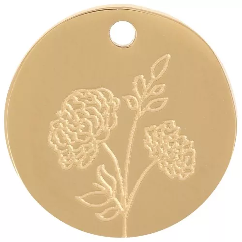 Colgante flor de nacimiento 15 mm - Crisantemo de noviembre Acero inoxidable 316L Dorado