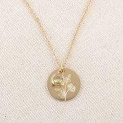 Colgante flor de nacimiento 15 mm - Crisantemo de noviembre Acero inoxidable 316L Dorado