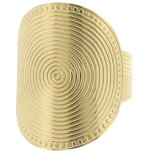 Anillo étnico ovalado - Talla 55 - Acero inoxidable dorado 316L x1