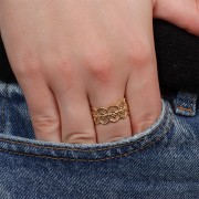 Anillo ancho ajustable efecto encaje - S.55 a S.62 - Acero inoxidable Dorado 304 x1