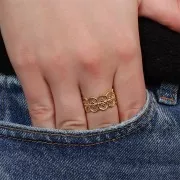 Anillo ancho ajustable efecto encaje - S.55 a S.62 - Acero inoxidable Dorado 304 x1