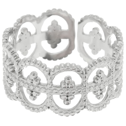 Anillo ancho ajustable efecto encaje - S.55 a S.62 - Acero inoxidable 316L x1