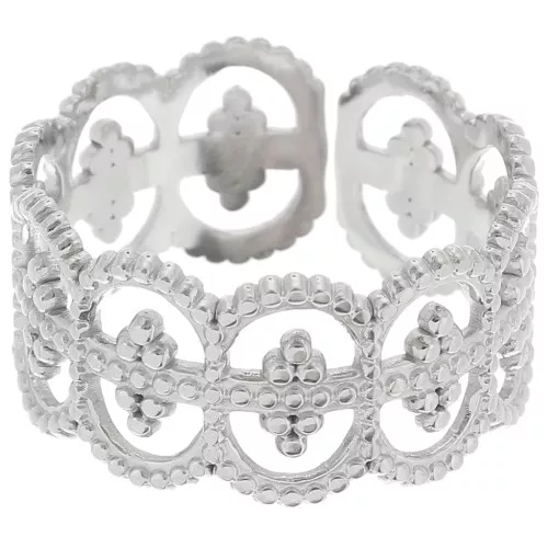 Anillo ancho ajustable efecto encaje - S.55 a S.62 - Acero inoxidable 316L x1