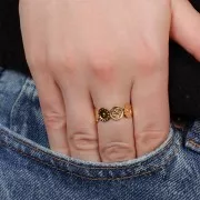 Anillo de fantasía ajustable con motivo étnico - S.52 a S.58 - Acero inoxidable 316L Dorado