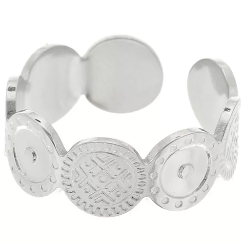 Anillo de fantasía ajustable con motivo étnico - S.52 a S.58 - Acero inoxidable 316L x1