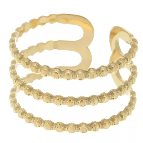 Anilla ajustable de 3 filas para tejer cuentas - S.52 a S.60 - Acero inoxidable 304 Dorado
