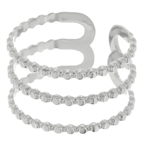 Anillo ajustable de 3 hileras para tejer abalorios - S.52 a S.60 - Acero inoxidable 304 x1