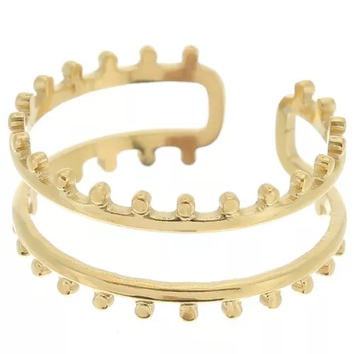 Anillo ajustable de varias filas para tejer abalorios T.52 a T60 - Acero inoxidable 316L Dorado