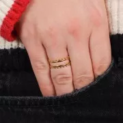 Anillo ajustable de varias filas para tejer abalorios T.52 a T60 - Acero inoxidable 316L Dorado