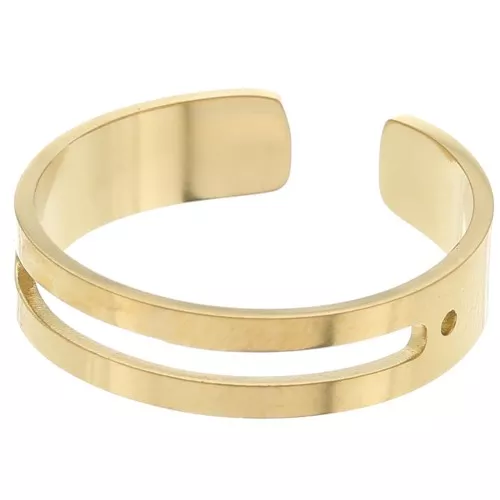 Anillo ajustable para tejer abalorios - S.52 a S.60 - Acero inoxidable 316L Dorado