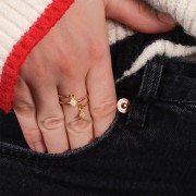 Anillo 2 anillas abiertas - Talla 57 - Acero inoxidable 304L Oro x1