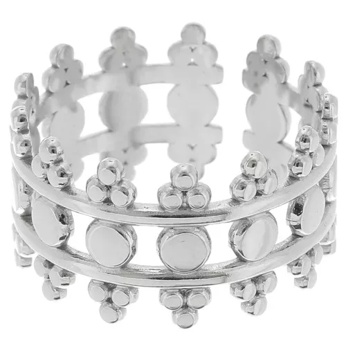 Anillo ancho ajustable - estilo étnico - S.54 a S.61 - Acero inoxidable 316L