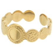Anillo ajustable con textura para cabujón de 5 mm - T.52 a T.58 - Acero inoxidable 304 Dorado