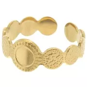 Anillo ajustable con textura para cabujón de 5 mm - T.52 a T.58 - Acero inoxidable 304 Dorado