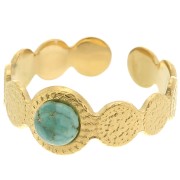 Anillo ajustable con textura para cabujón de 5 mm - T.52 a T.58 - Acero inoxidable 304 Dorado