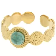 Anillo ajustable con textura para cabujón de 5 mm - T.52 a T.58 - Acero inoxidable 304 Dorado