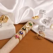 Anillo ajustable con textura para cabujón de 5 mm - T.52 a T.58 - Acero inoxidable 304 Dorado