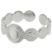 Anillo ajustable con textura para cabujón de 5 mm - T.54 a T.58 - Acero inoxidable 304