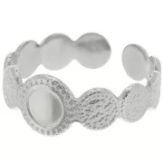 Anillo ajustable con textura para cabujón de 5 mm - T.54 a T.58 - Acero inoxidable 304
