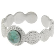 Anillo ajustable con textura para cabujón de 5 mm - T.54 a T.58 - Acero inoxidable 304