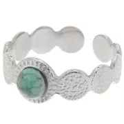 Anillo ajustable con textura para cabujón de 5 mm - T.54 a T.58 - Acero inoxidable 304