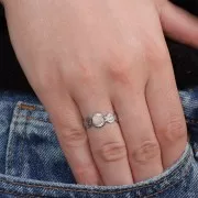 Anillo ajustable con textura para cabujón de 5 mm - T.54 a T.58 - Acero inoxidable 304