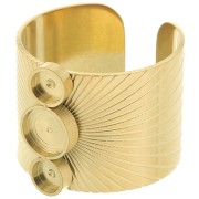 Anillo ranurado ancho ajustable T.56 a T.61 - cabujón 4 y 6 mm - Acero inoxidable 316L Dorado