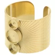 Anillo ranurado ancho ajustable T.56 a T.61 - cabujón 4 y 6 mm - Acero inoxidable 316L Dorado