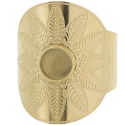 Anillo ancha ajustable para cabujón de 6 mm - T. 59 à 65 - Acero inox 316L ORO|raw }}