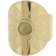 Anillo ancha ajustable para cabujón de 6 mm - T. 59 à 65 - Acero inox 316L ORO