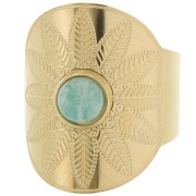 Anillo ancha ajustable para cabujón de 6 mm - T. 59 à 65 - Acero inox 316L ORO