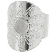 Anillo ancha ajustable para cabujón de 6 mm - T. 59-65 - Acero inoxidable 316L