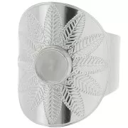 Anillo ancha ajustable para cabujón de 6 mm - T. 59-65 - Acero inoxidable 316L