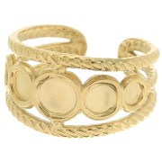 Anillo ajustable con efecto trenzado para cabujón de 5 mm, 4 mm y 3 mm - Acero inoxidable 316L Dorado|raw }}