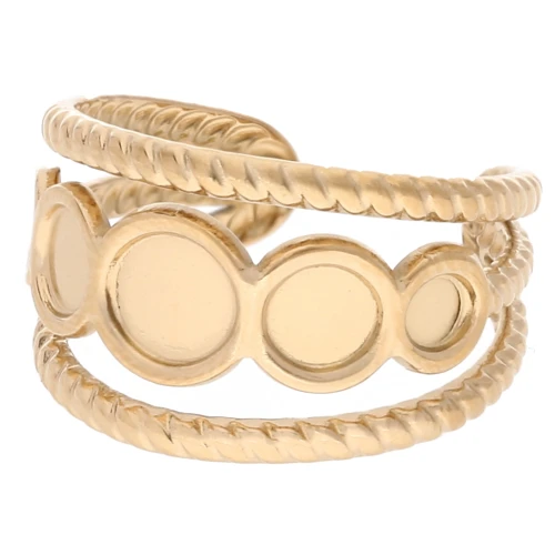 Anillo ajustable con efecto trenzado para cabujones de 5 mm, 4 mm y 3 mm - Acero inoxidable dorado 304