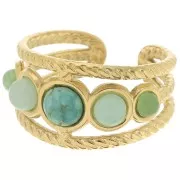 Anillo ajustable con efecto trenzado para cabujones de 5 mm, 4 mm y 3 mm - Acero inoxidable dorado 304